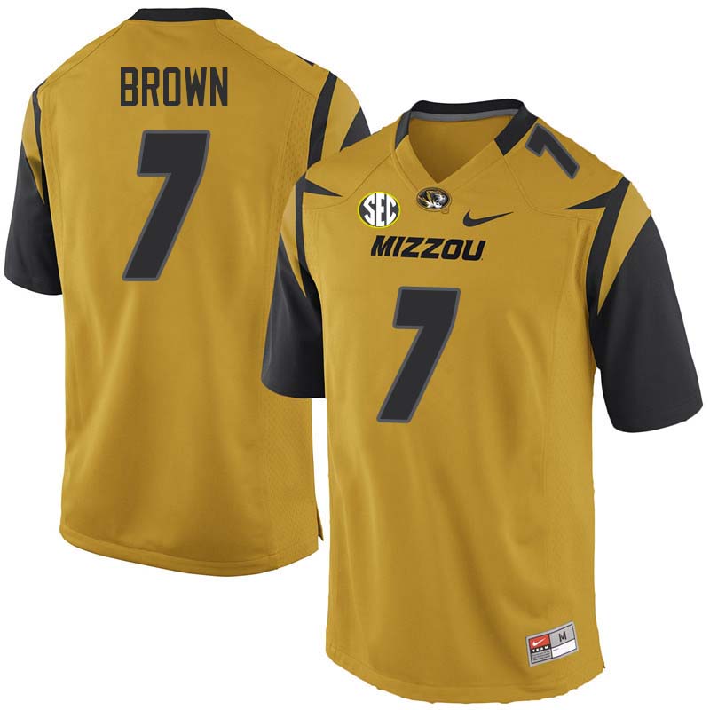 Men #7 Nate Brown Missouri Tigers College Football Jerseys Sale-Yellow